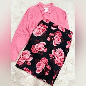 Kate Spade Black and Pink Floral Skirt